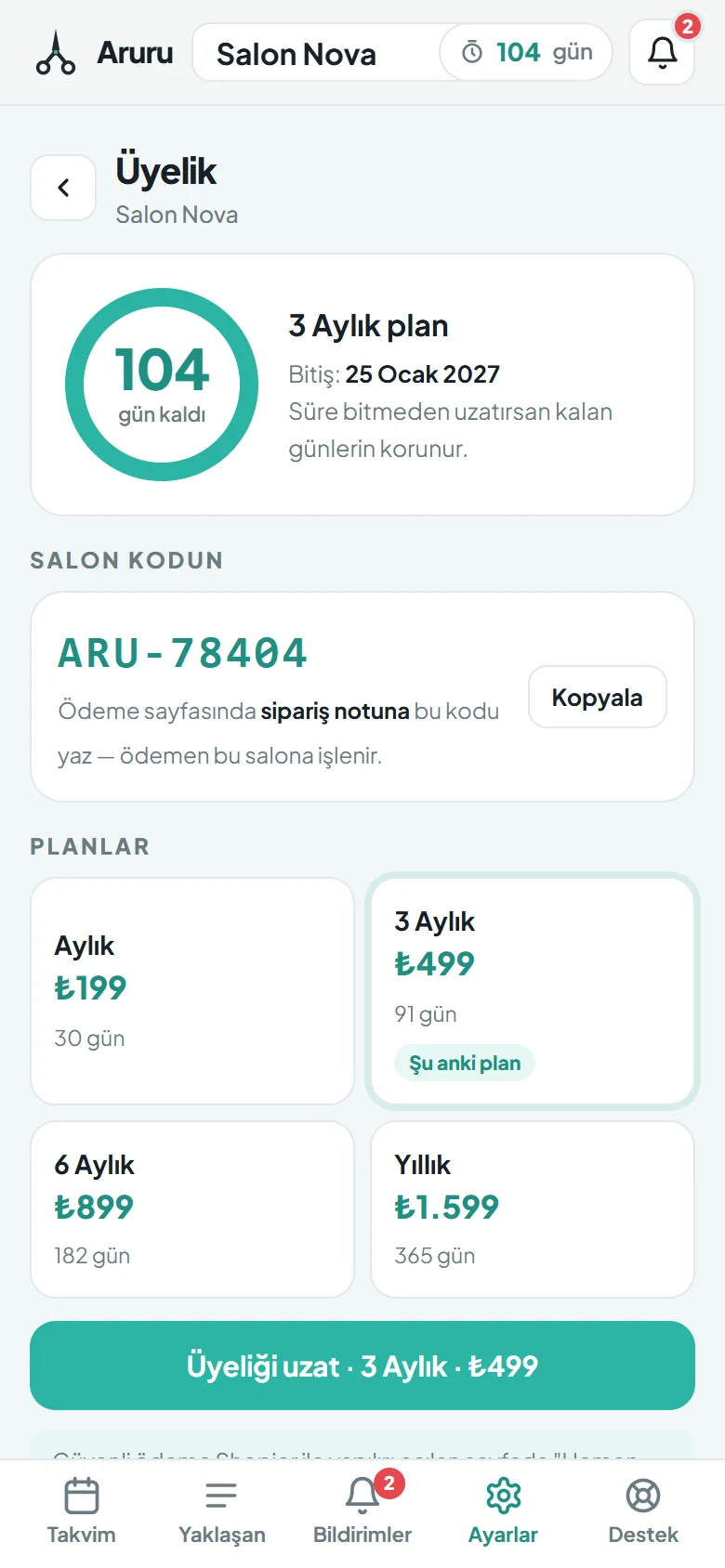Aruru — Üyelik