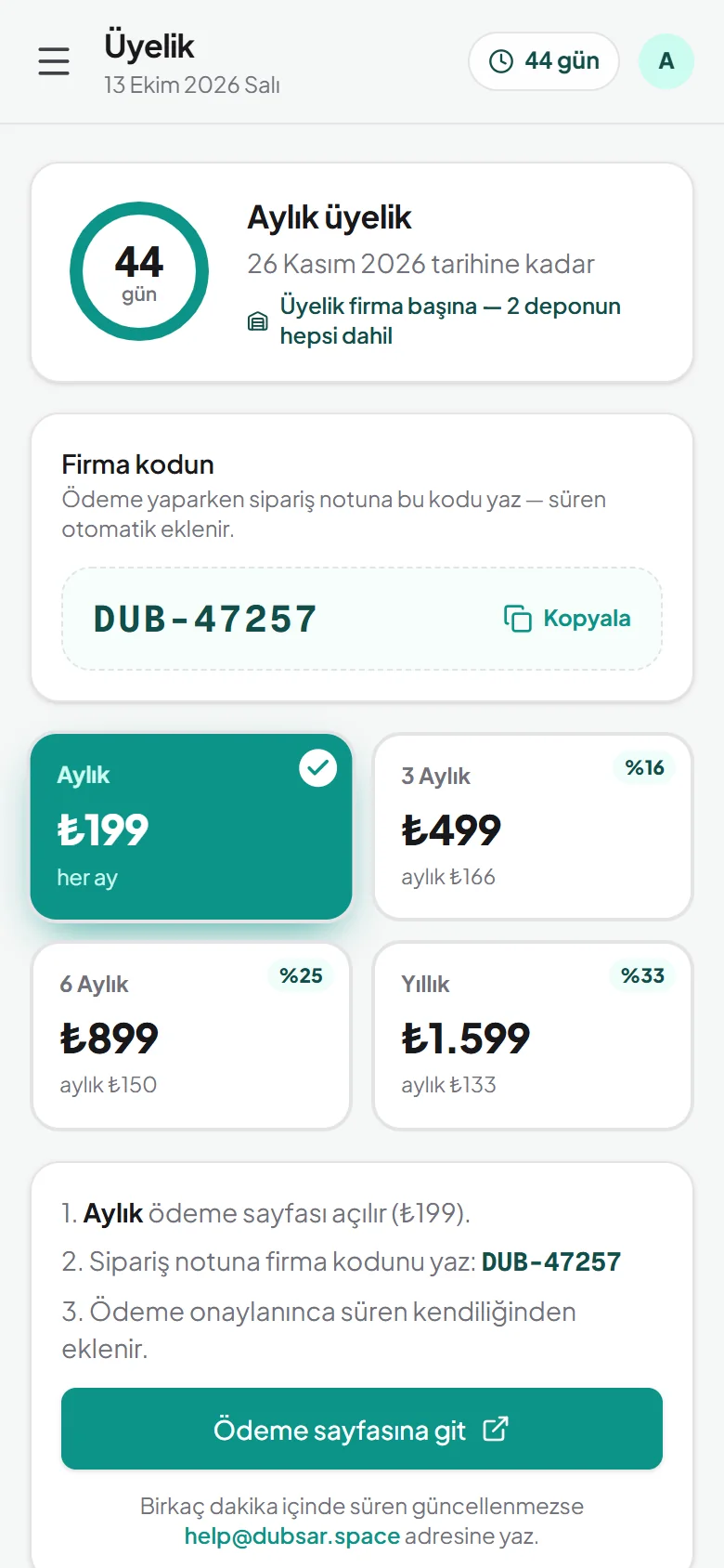 Dubsar — Üyelik