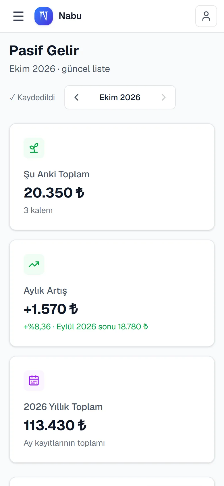Nabu — Pasif Gelir