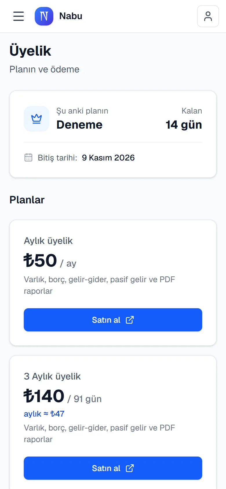 Nabu — Üyelik